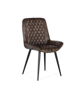 Silla Comedor Tapizada en Piel Gris Ceniza - Serie Colmar