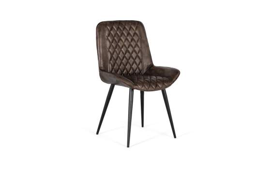 Silla Comedor Tapizada en Piel Gris Ceniza - Serie Colmar