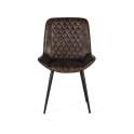 Silla Comedor Tapizada en Piel Gris Ceniza - Serie Colmar