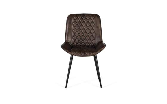 Silla Comedor Tapizada en Piel Gris Ceniza - Serie Colmar