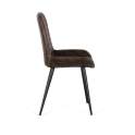 Silla Comedor Tapizada en Piel Gris Ceniza - Serie Colmar