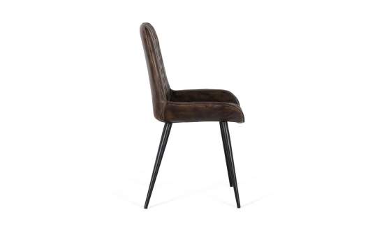 Silla Comedor Tapizada en Piel Gris Ceniza - Serie Colmar