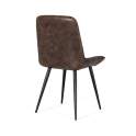 Silla Comedor Tapizada en Piel Gris Ceniza - Serie Colmar