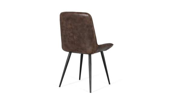Silla Comedor Tapizada en Piel Gris Ceniza - Serie Colmar