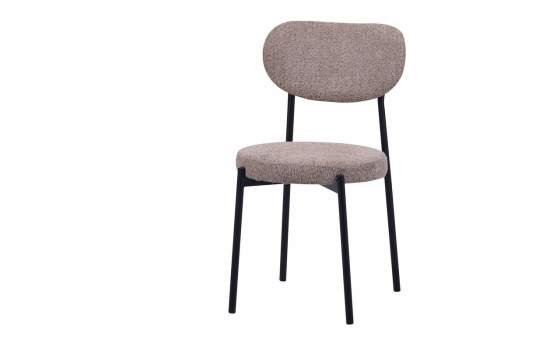 Silla Comedor Tapizada Rizo Suave Topo Patas Metal Maui