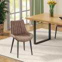 Silla Comedor Tapizada Taupe y Metal Negro Serie Anube