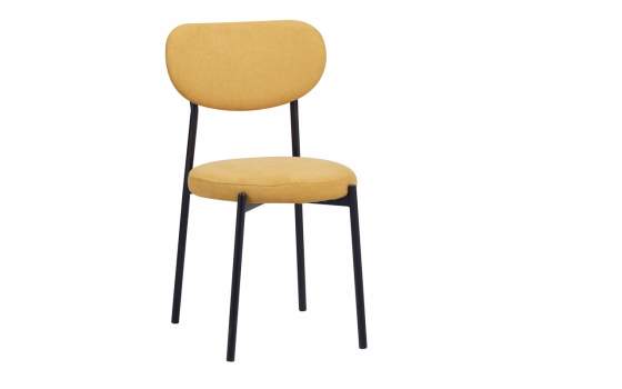 Silla Comedor Tapizada Terciopelo Mostaza Patas Metal Maui