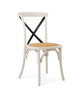 Silla Cruces Apilable Olmo Color Blanco Asiento Ratan Duna