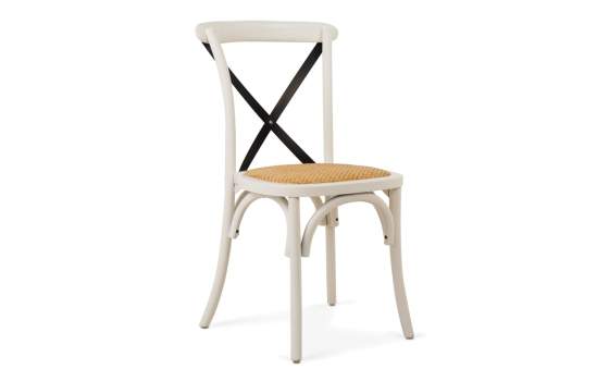 Silla Cruces Apilable Olmo Color Blanco Asiento Ratan Duna