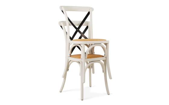 Silla Cruces Apilable Olmo Color Blanco Asiento Ratan Duna