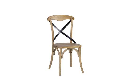 Silla Cruces Madera Roble y Cruz Metal Negra serie Duna