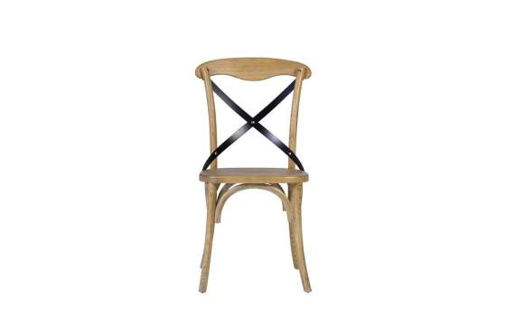 Silla Cruces Madera Roble y Cruz Metal Negra serie Duna