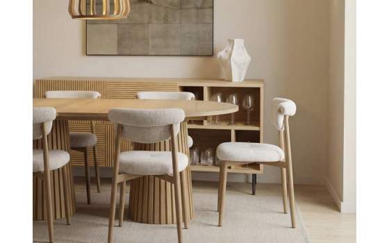 Silla de Diseño Actual Tapizada Chenilla Beige Serie Agoult