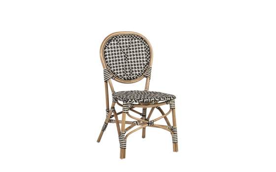 Silla Decoracion Exterior Bistro Rattan y Negro Serie Alnehan