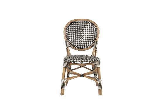 Silla Decoracion Exterior Bistro Rattan y Negro Serie Alnehan