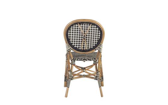 Silla Decoracion Exterior Bistro Rattan y Negro Serie Alnehan