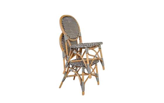 Silla Decoracion Exterior Bistro Rattan y Negro Serie Alnehan