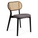 Silla Diseño Actual Negra Madera Rejilla Ratan serie Elssa