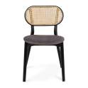 Silla Diseño Actual Negra Madera Rejilla Ratan serie Elssa