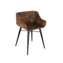 Silla Diseño Contemporaneo Madera Teca y Patas Metal Aliger