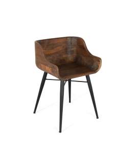 Silla Diseño Contemporaneo Madera Teca y Patas Metal Aliger