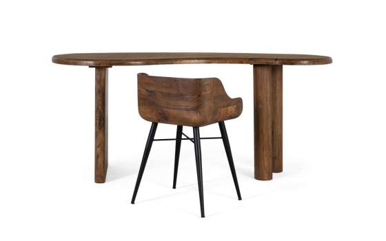 Silla Diseño Contemporaneo Madera Teca y Patas Metal Aliger