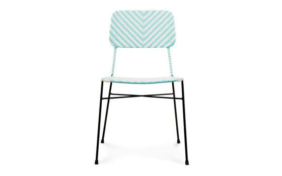 Silla Diseño Hosteleria Metal Tejido Sintetico Turquesa Aitana