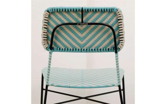 Silla Diseño Hosteleria Metal Tejido Sintetico Turquesa Aitana