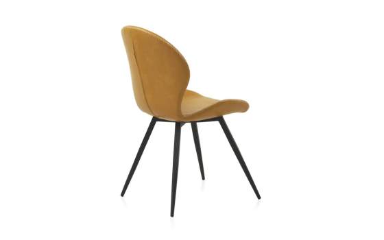 Silla Diseño Tapizada Mostaza Patas Metalicas Ariagar