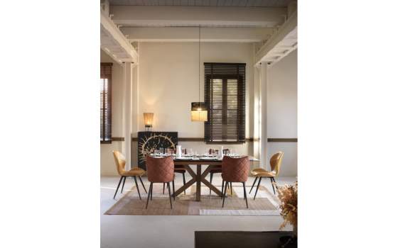 Silla Diseño Tapizada Mostaza Patas Metalicas Ariagar