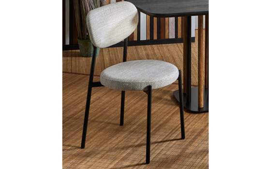 Silla Eventos Tapizada Bicolor Beige Topo Patas Metal Serie Maui