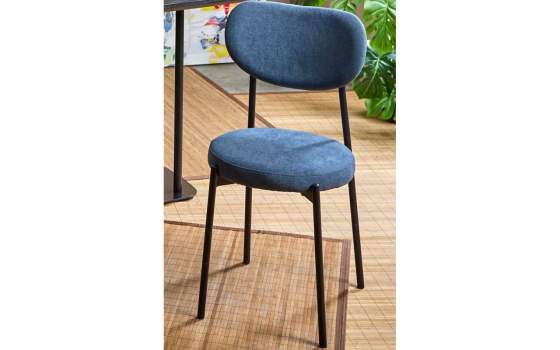 Silla Eventos Tapizada Terciopelo Azul Marino Patas Metal Maui