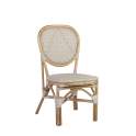 Silla Exterior Bistro Rattan y Tejido Blanco Serie Alnehan