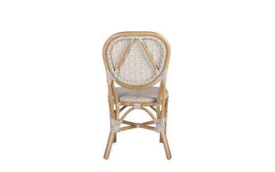 Silla Exterior Bistro Rattan y Tejido Blanco Serie Alnehan