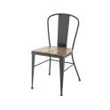 Silla Forja Apilable Asiento Madera Serie Ahujar