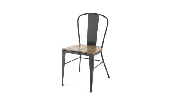 Silla Forja Apilable Asiento Madera Serie Ahujar