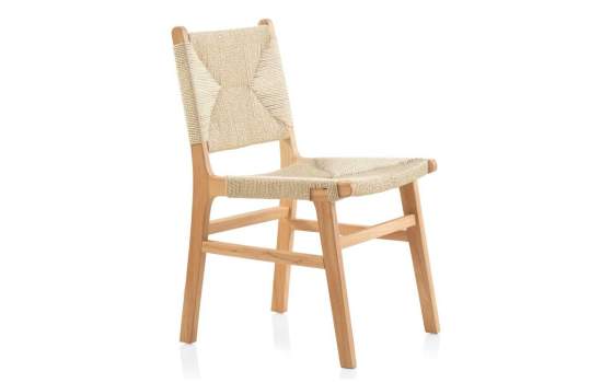 Silla Madera Con Asiento Respaldo Trenzado Cuerda Hevea