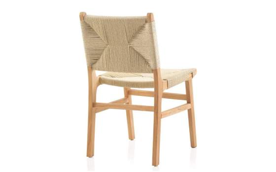Silla Madera Con Asiento Respaldo Trenzado Cuerda Hevea