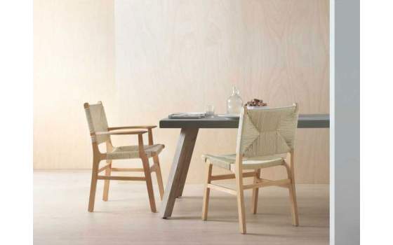 Silla Madera Con Asiento Respaldo Trenzado Cuerda Hevea