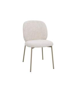 Silla Metalica Color Topo Asiento Respaldo Chenilla Beige Auriac