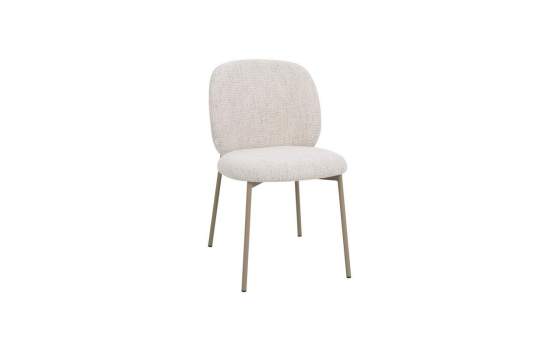 Silla Metalica Color Topo Asiento Respaldo Chenilla Beige Auriac