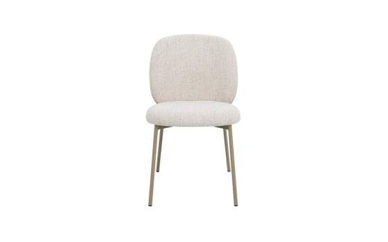 Silla Metalica Color Topo Asiento Respaldo Chenilla Beige Auriac