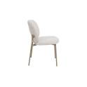 Silla Metalica Color Topo Asiento Respaldo Chenilla Beige Auriac