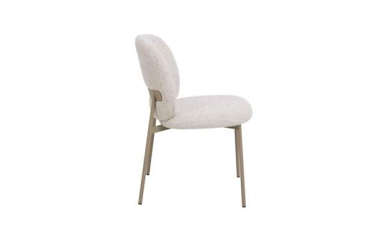 Silla Metalica Color Topo Asiento Respaldo Chenilla Beige Auriac