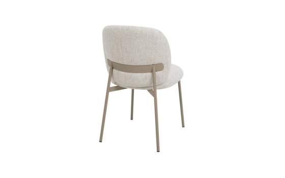 Silla Metalica Color Topo Asiento Respaldo Chenilla Beige Auriac