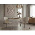 Silla Metalica Color Topo Asiento Respaldo Chenilla Beige Auriac
