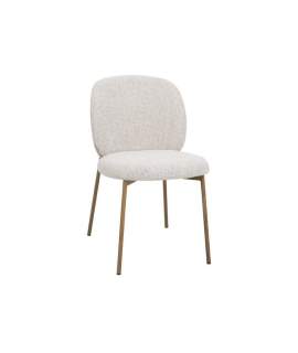 Silla Metalica Moderna Asiento Respaldo Chenilla Beige - Auriac