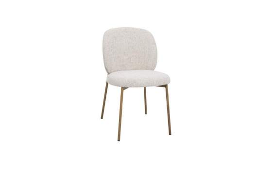 Silla Metalica Moderna Asiento Respaldo Chenilla Beige - Auriac