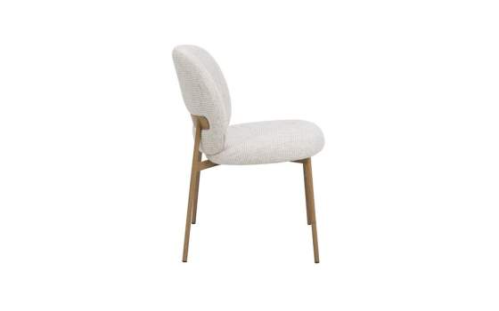 Silla Metalica Moderna Asiento Respaldo Chenilla Beige - Auriac