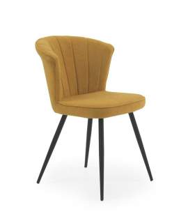 Silla Moderna Tapizada Color Mostaza Patas Metalicas Aldegati